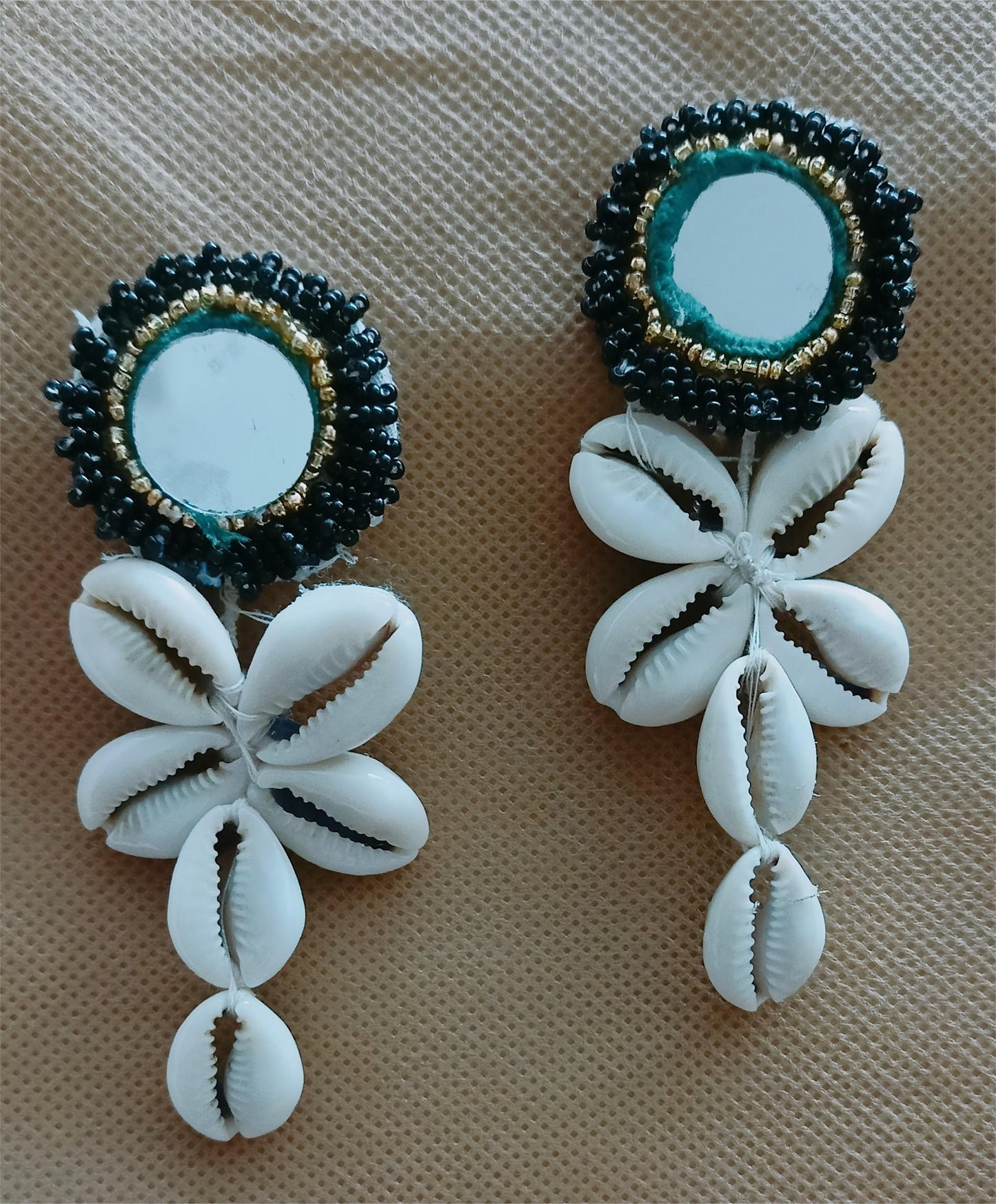 MIRROR & COWRI SHELL EAR DROPS